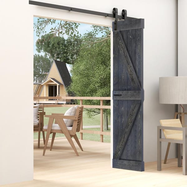 ISLIFE K 36 in. x 80 in. (18 in. x 80 in. x 2-Panels) Carbon Gray Solid Core Wood Bi-Fold Door w/ Hardware Kit-Assembly Needed