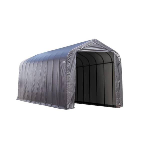 ShelterLogic 16 ft. W x 40 ft. D x 16 ft. H Steel and Polyethylene Garage Without Floor in Grey with Corrosion-Resistant Frame