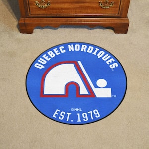 NHL Retro Quebec Nordiques Blue 2 ft. Round Area Rug