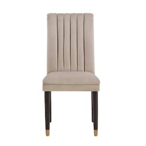 Taupe Velvet Channel Back Dining Chairs (Set of 2)