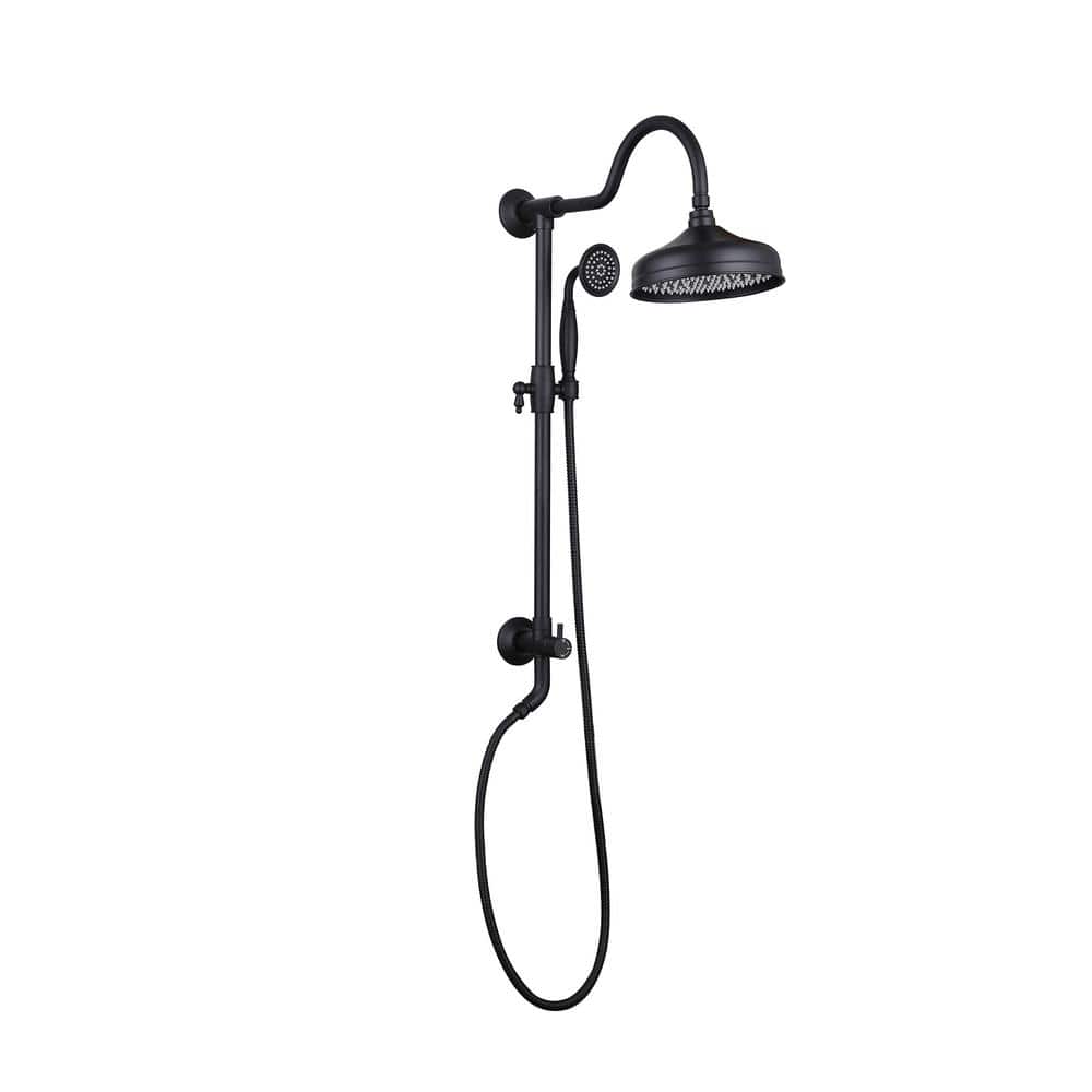 Single Handle 2-Spray Shower Faucet 1.8 GPM with Adjustable Heads and 8.2 in. Rotating Shower Head in Matte Black price history on PriceWatchPro