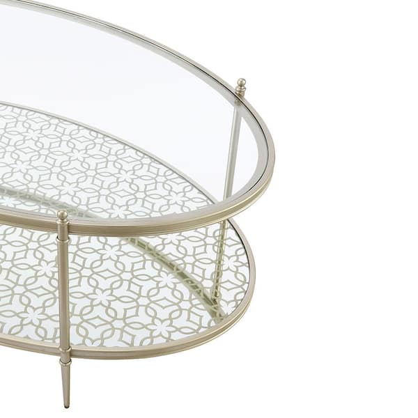 Acme Furniture Zaba 50 in. Glass Top & Silver Finish Oval Metal