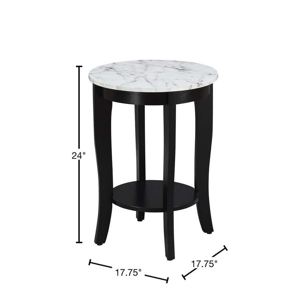 Elegant Heritage 18" Round Wood End Table with Shelf, White-Black