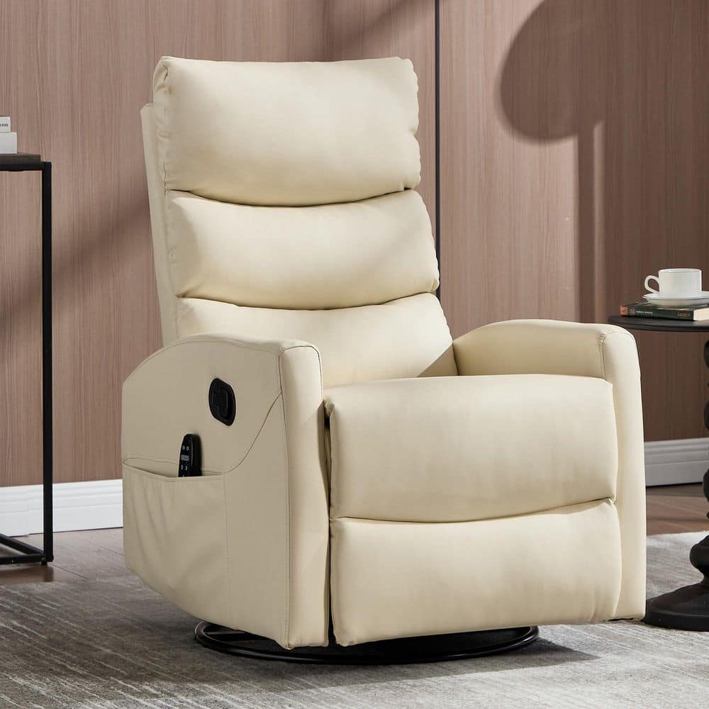 Ivory 360° Swivel Manual Faux Leather Recliner Rocker Chair with Massage and Heat price history on PriceWatchPro