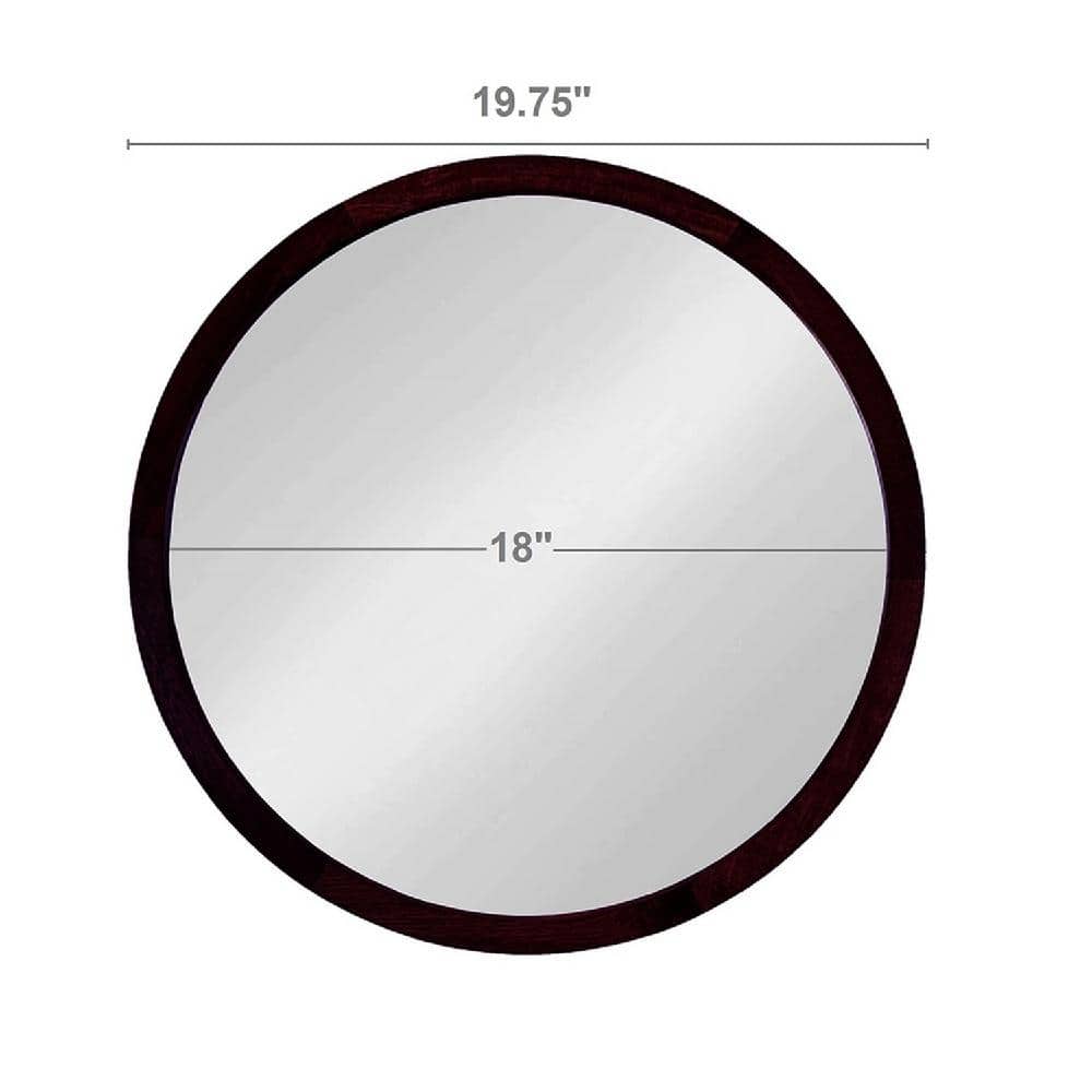 Round Dark Brown Mango Wood Wall Mirror 19.7"