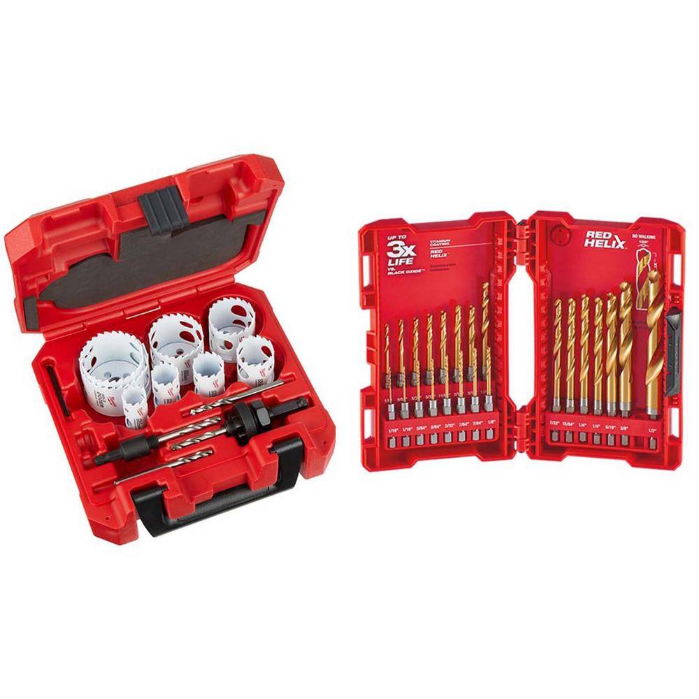 Milwaukee Hole Dozer Carbide Hole Saw Set with SHOCKWAVE IMPACT DUTY Titanium Drill Bit Set (35