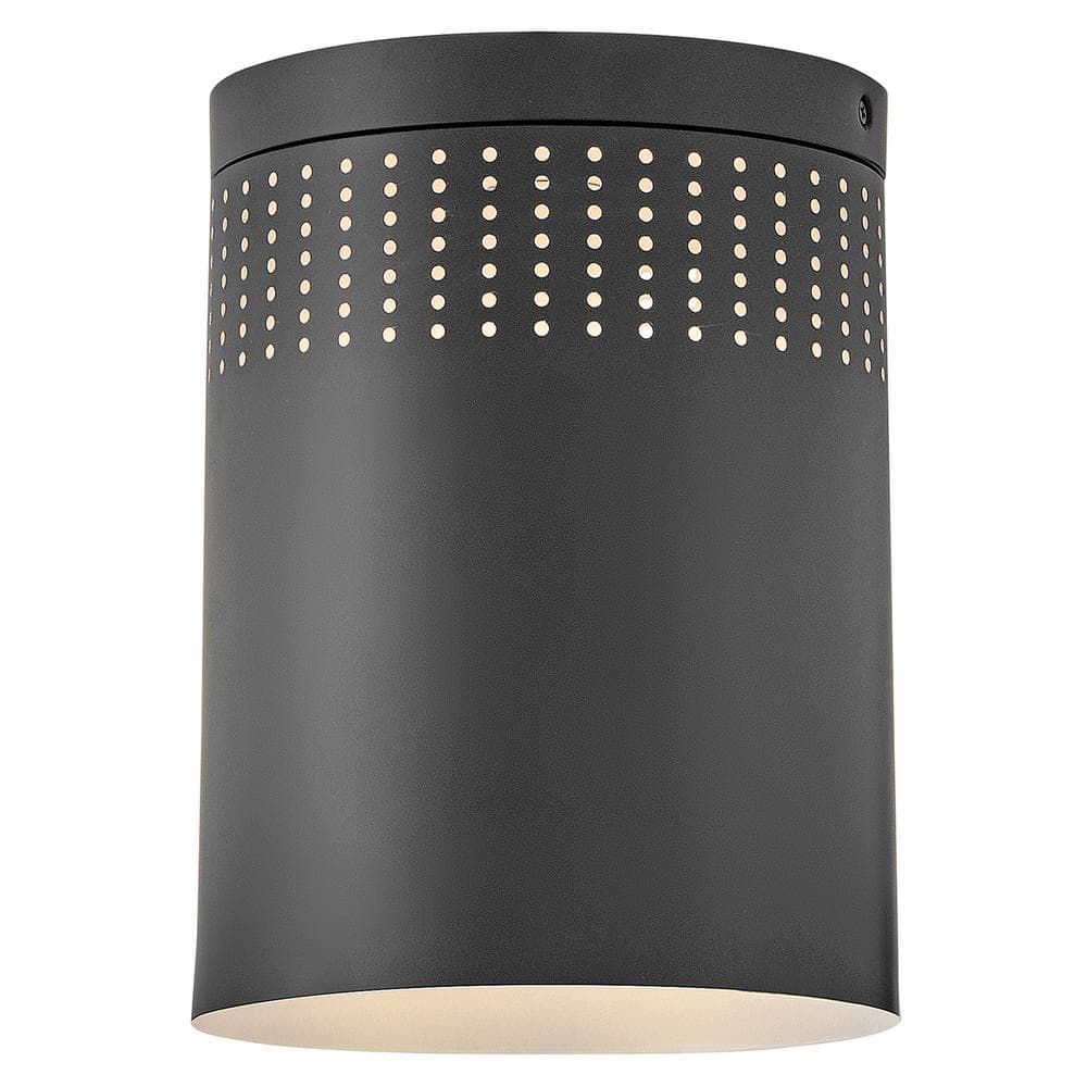 Casey 7.5 in Black Metal Drum LED Flush Mount Light