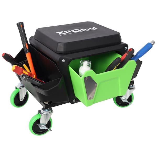 Ami 330LB Heavy Duty Mechanic Stool with Wheels Rubber Cushion Green/Black