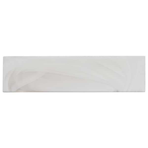 Ivy Hill Tile Hightower Cloud White 3.03 in. x 0.31 in. Frosted Glass Subway Wall Tile Sample