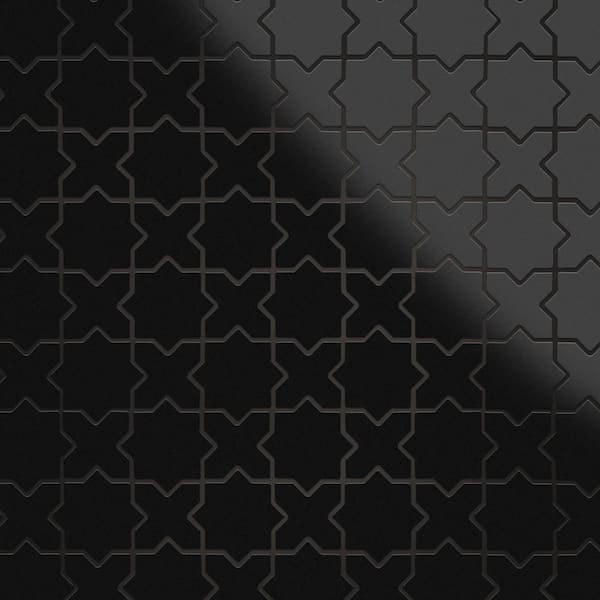 Metro 2 in. Star Matte Black with Black Cross 12 in. x 12 in. Porcelain Floor and Wall Mosaic Tile (10.0 sq. ft. /Case)