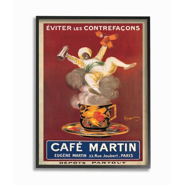 Stupell Industries "Cafe Martin Vintage Poster Design" by Marcello Dudovich Framed Abstract Wall Art 30 in. x 24 in.