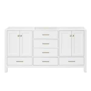 Cambridge 66 in. W x 21.5 in. D x 34.5 in. H Double Freestanding Bath Vanity Cabinet without Top in White