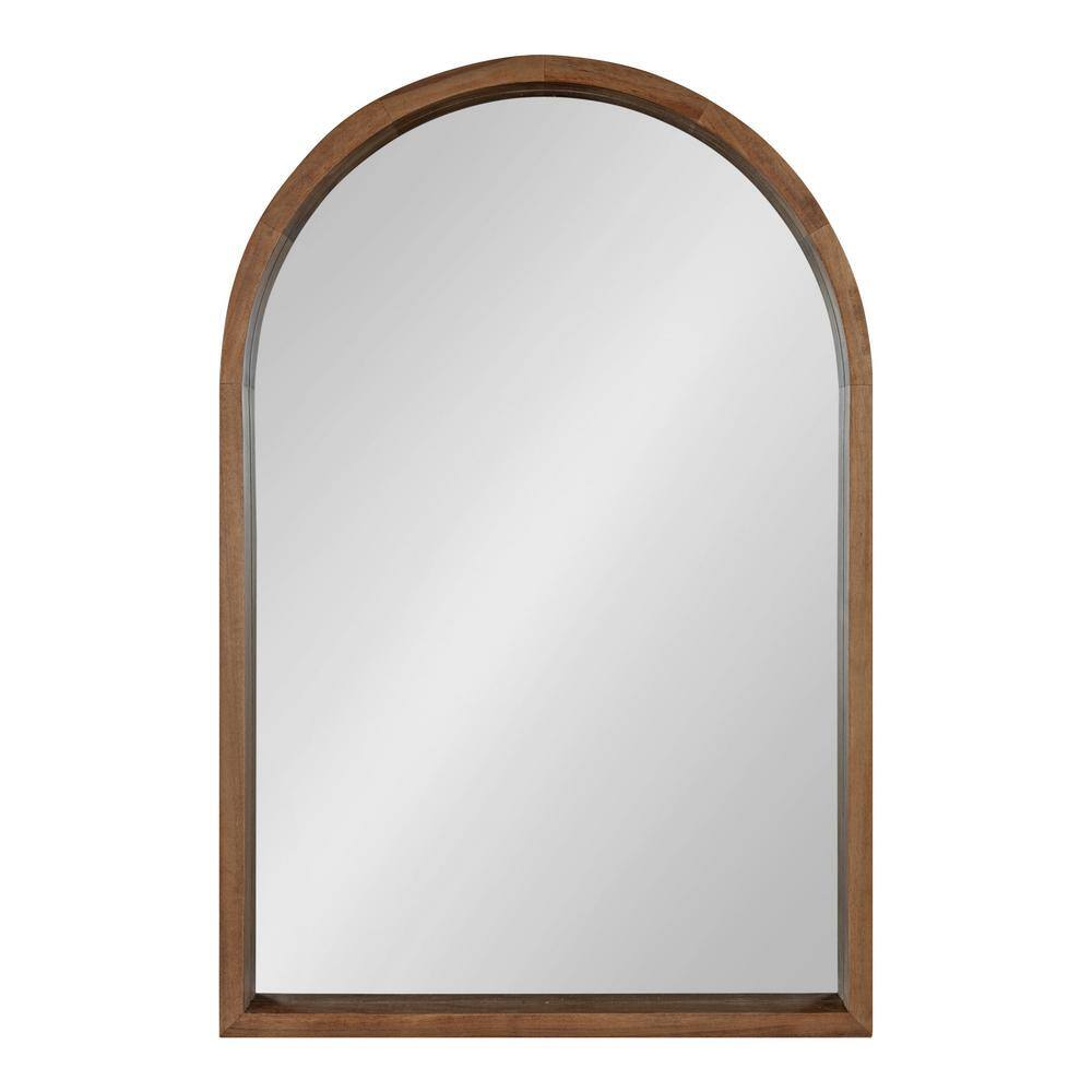 Rustic Poplar Wood 30" Arch Vanity Mirror in Natural Brown