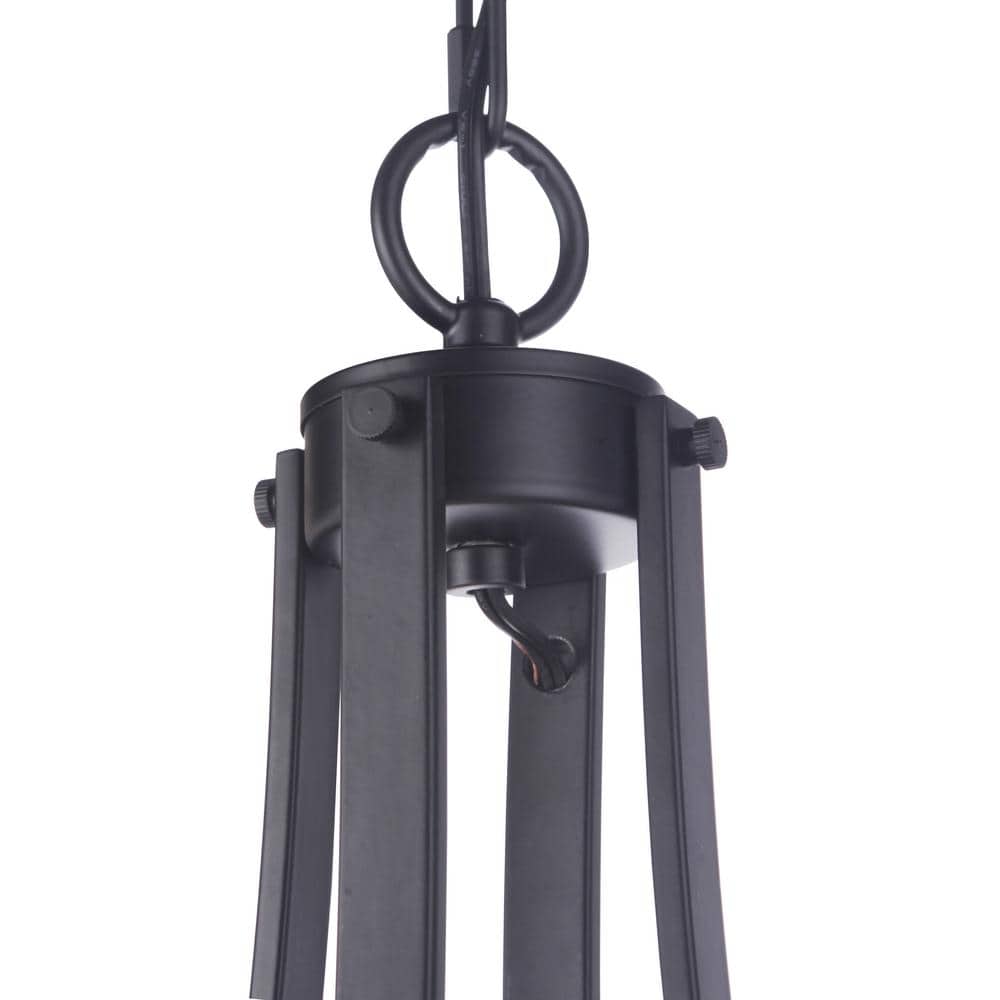 Flat Black Crystal Cylinder 5-Light Chandelier