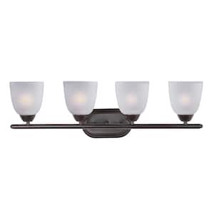 Axis 4-Light Oil Rubbed Bronze Bath Light Vanity with Frosted Shade