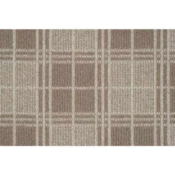 Checkerboard Bark/Quarry Brown 12 ft. 27 oz. Wool Pattern Carpet - Installation Required