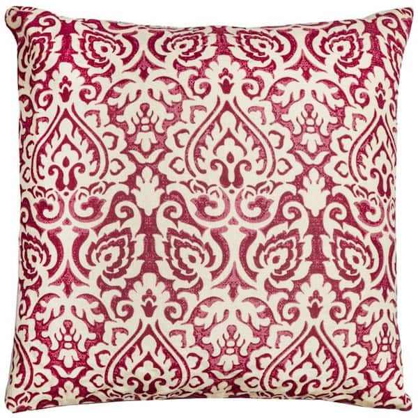 HomeRoots Red, White Solid Polyester 22 in. x 22 in. Throw Pillow