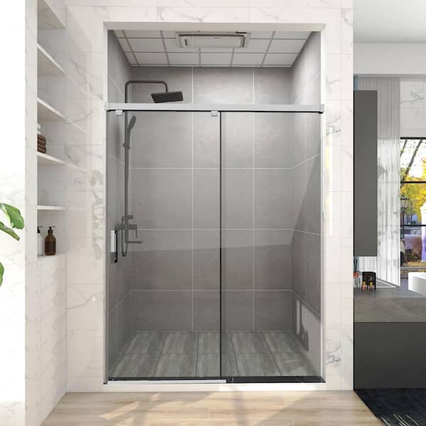 Maincraft 60 in. W x 76 in. H Single Sliding Frameless Corner Shower Enclosure in Chrome with Clear Glass