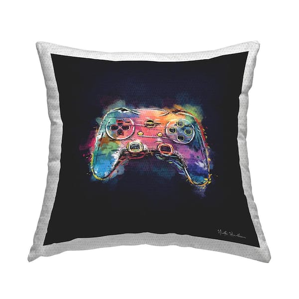 Stupell Industries Modern Game Controller Multi-Color Square Outdoor Throw Pillow