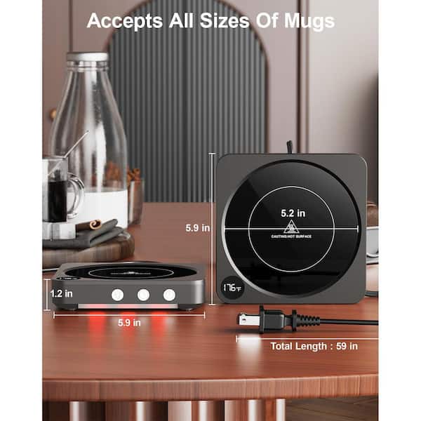 Anqtovp 36-Watt Electric Coffee Mug Warmer with Temperature Display and 2-12Hrs Auto Shut Off-Black