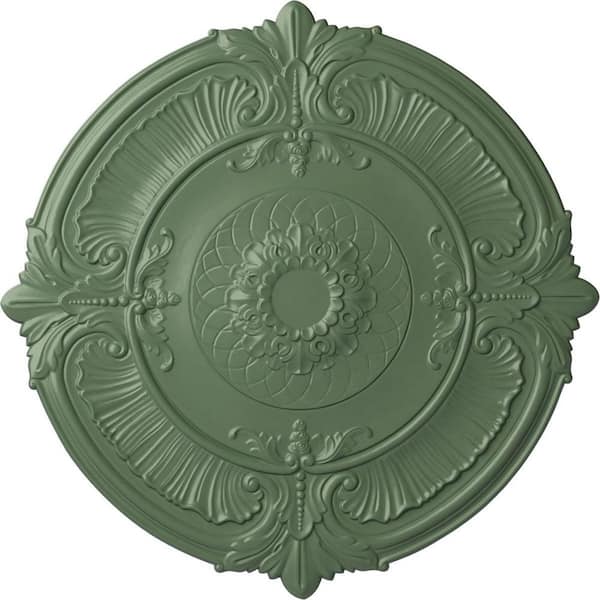 Ekena Millwork 2-1/2" x 39-1/2" x 39-1/2" Polyurethane Attica Ceiling Medallion, Hand-Painted Athenian Green