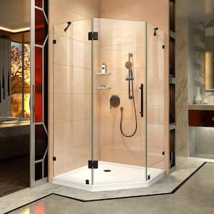 Prism Lux 42 in. x 42 in. x 74.75 in. Frameless Hinged Shower Enclosure in Oil Rubbed Bronze and Shower Base