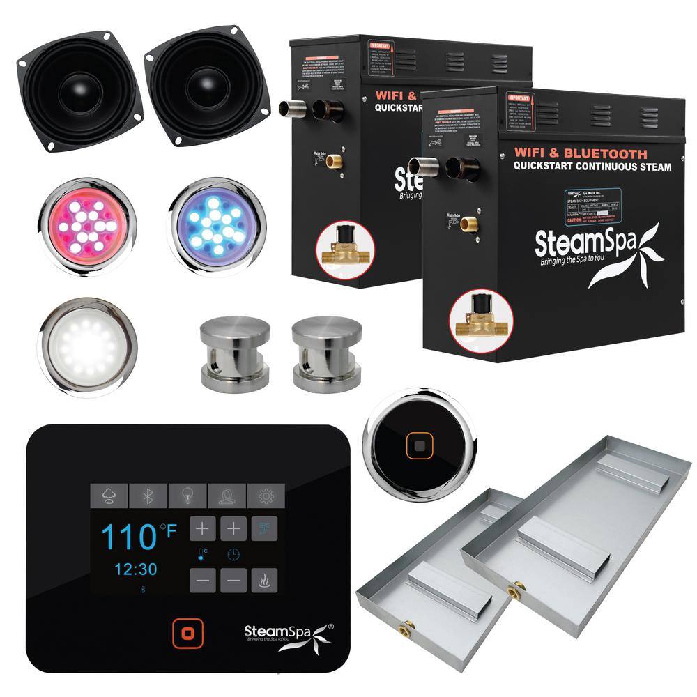 Black Series Wi-Fi and Bluetooth QuickStart Steam Bath Generator Package Control Kit in Brushed Nickel