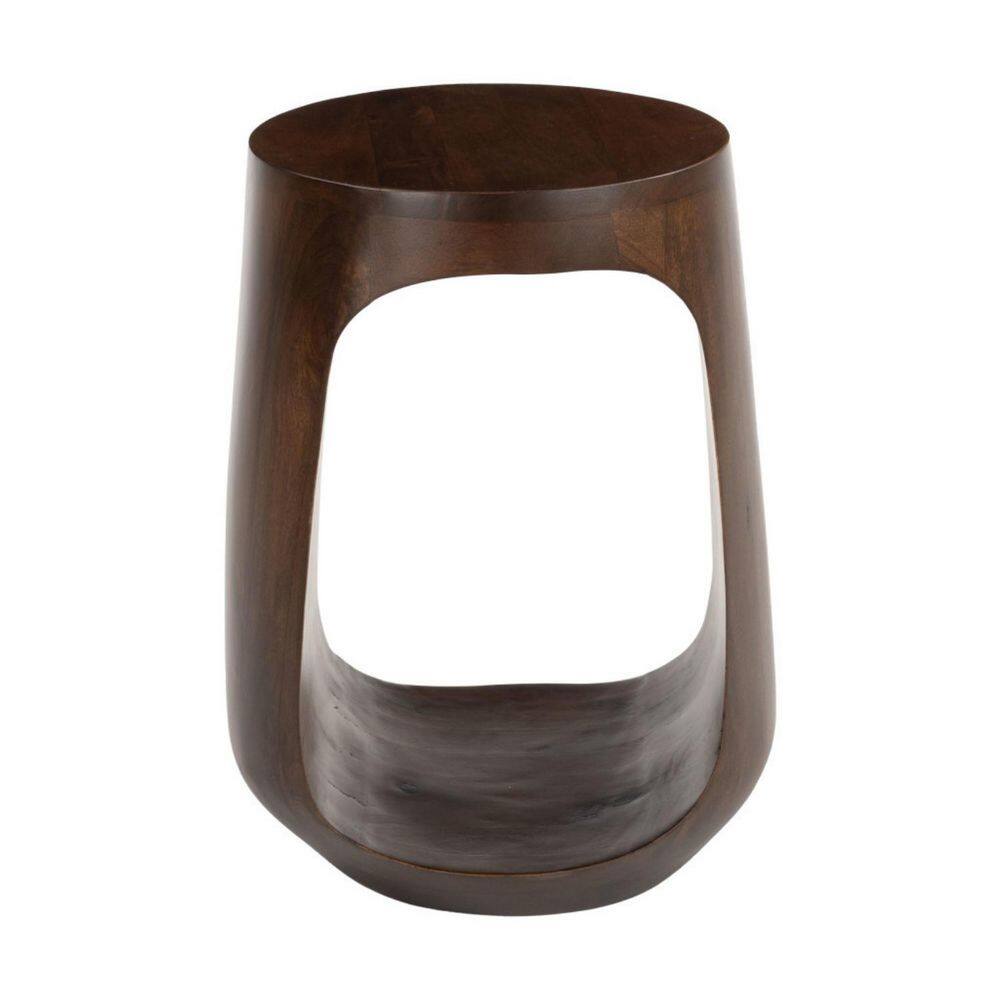 13.00 in. Brown Round Solid Wood End Table - thumbnail 2
