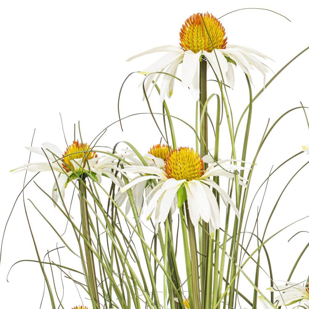 Elegant 37" Daisy and Green Grass Potted Arrangement for Indoor Decor