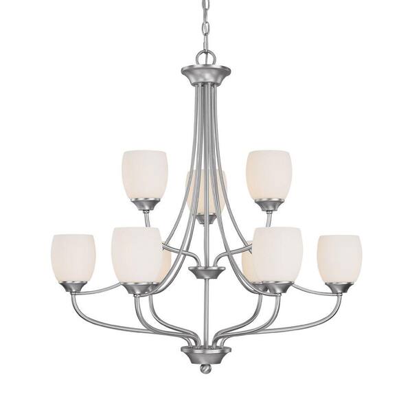 Filament Design 9-Light Matte Nickel Chandelier with Soft White Glass-DISCONTINUED