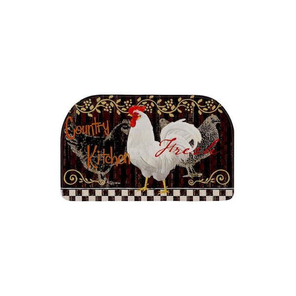 J&V TEXTILES 18 in. x 30 in. Vintage Rooster Kitchen Cushion Floor