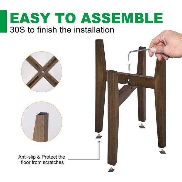 Misopily Adjustable Bamboo Plant Stand 8 to 12 Inch Walnut Mid
