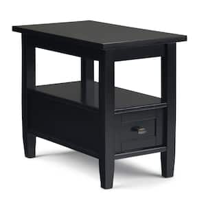 Warm Shaker Solid Wood 14 in. Wide Rectangle Transitional Narrow Side Table in Black