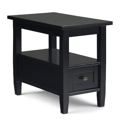 12 in. Square Black 27 in. Tall Square Wood End Table with Drawer and Shelf  VTTFT0099BK - The Home Depot