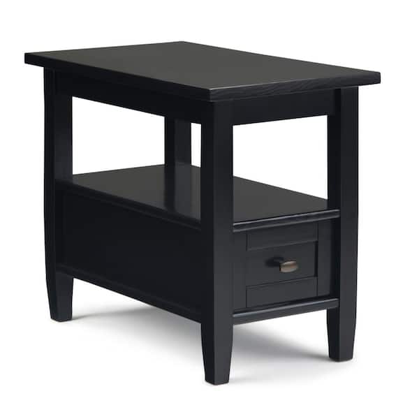 Simpli Home Warm Shaker Solid Wood 14 in. Wide Rectangle Transitional Narrow Side Table in Black