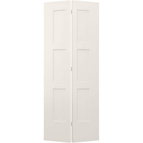 JELD-WEN 30 in. x 80 in. 3 Panel Birkdale Primed Smooth Hollow Core Molded Composite Interior Closet Bi-fold Door