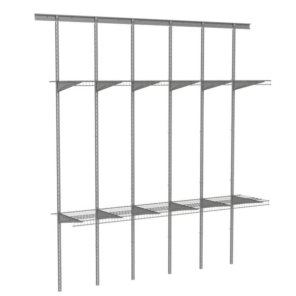 MaxLoad 80 in. W x 16.75 in. D Satin Chrome Adjustable Heavy Duty Steel Garage Wall Shelf System