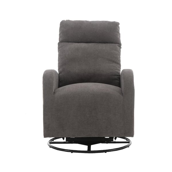 Unbranded Modern Dark Gray Polyester Fleece Fabric Recliner and Swivel Barrel Chair, Living Room Chair (Set for 1)