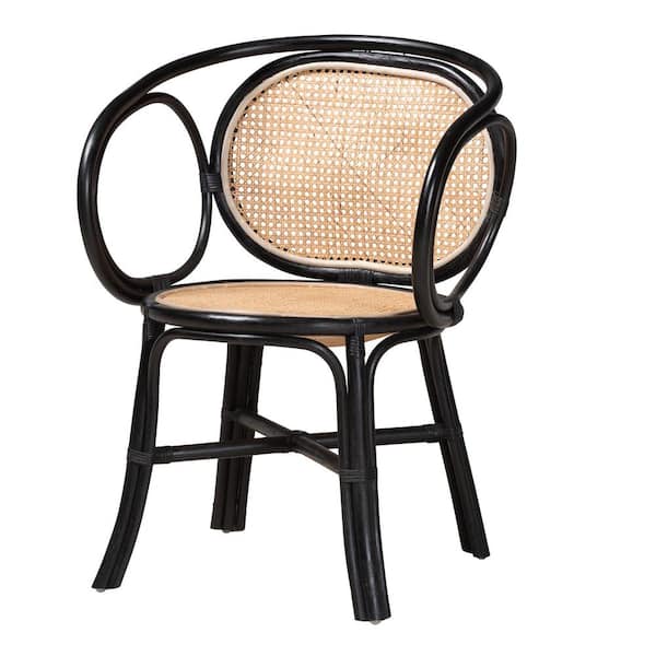 Baxton Studio Palesa Black and Natural Brown Dining Chair