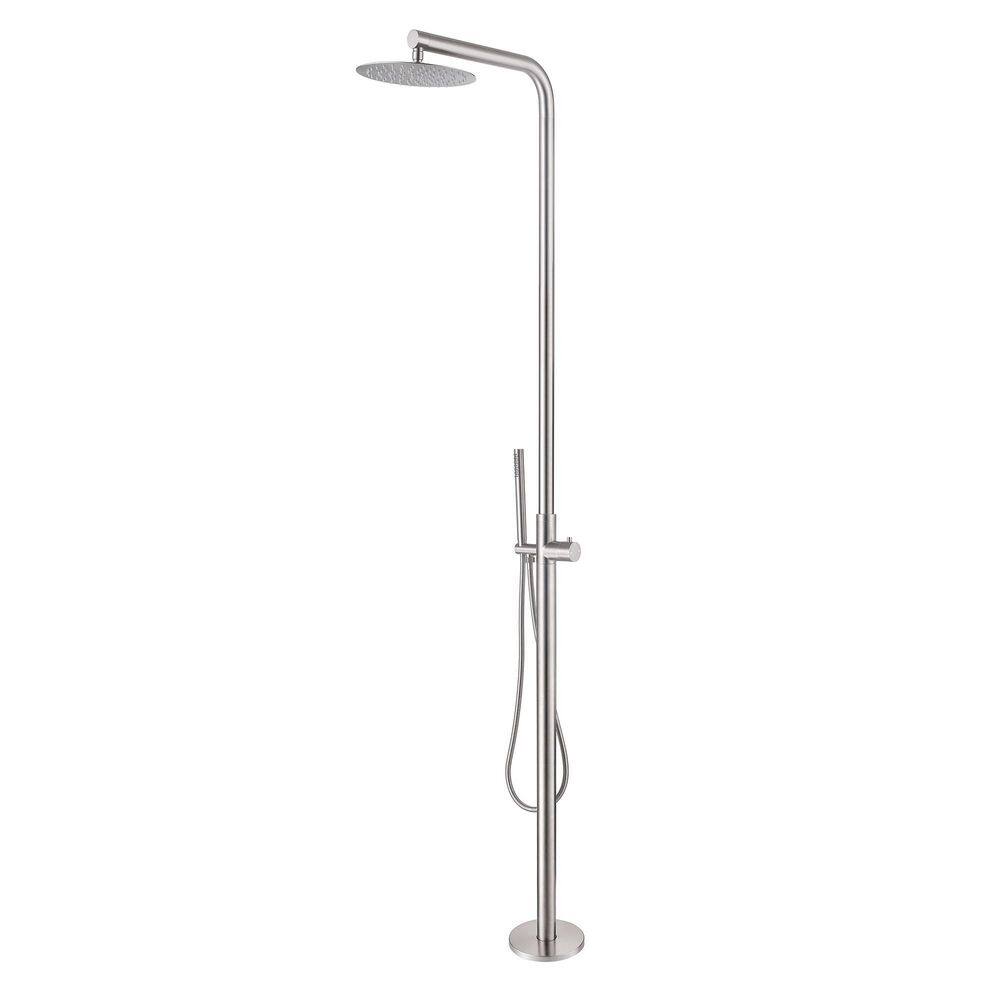 Single Handle 1-Spray Outdoor Freestanding Shower Faucet Kit with Hand Shower 3 GPM Outside Shower Set in Brushed Nickel price history on PriceWatchPro