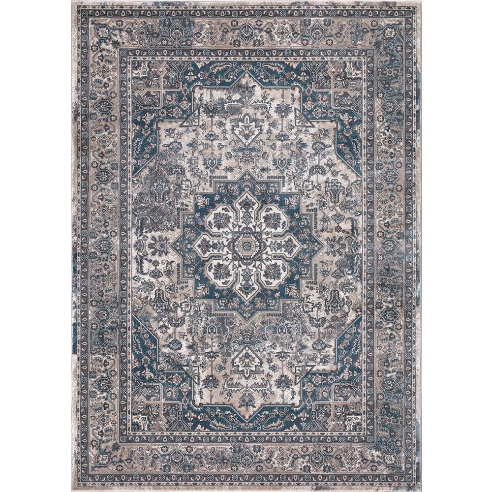 Angora Blue 5 ft. x 7 ft. Medallion Area Rug price history on PriceWatchPro