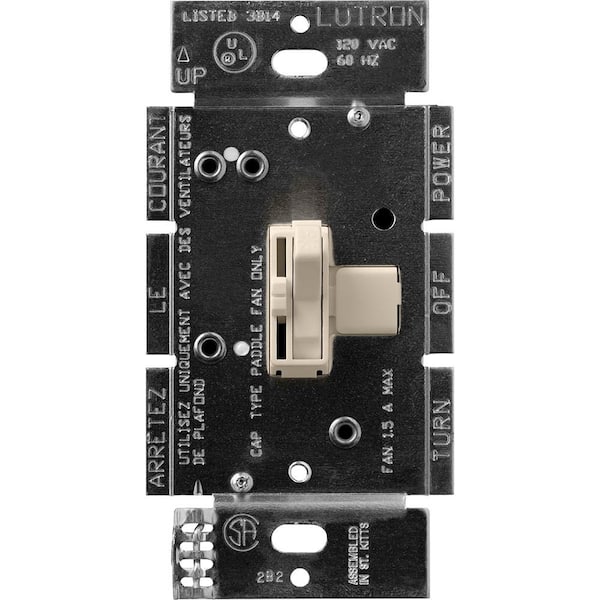 Lutron Toggler Fan Control, 3-Speed, 1.5-Amp/Single-Pole or 3-Way, Light Almond (TGFSQ-FH-LA)