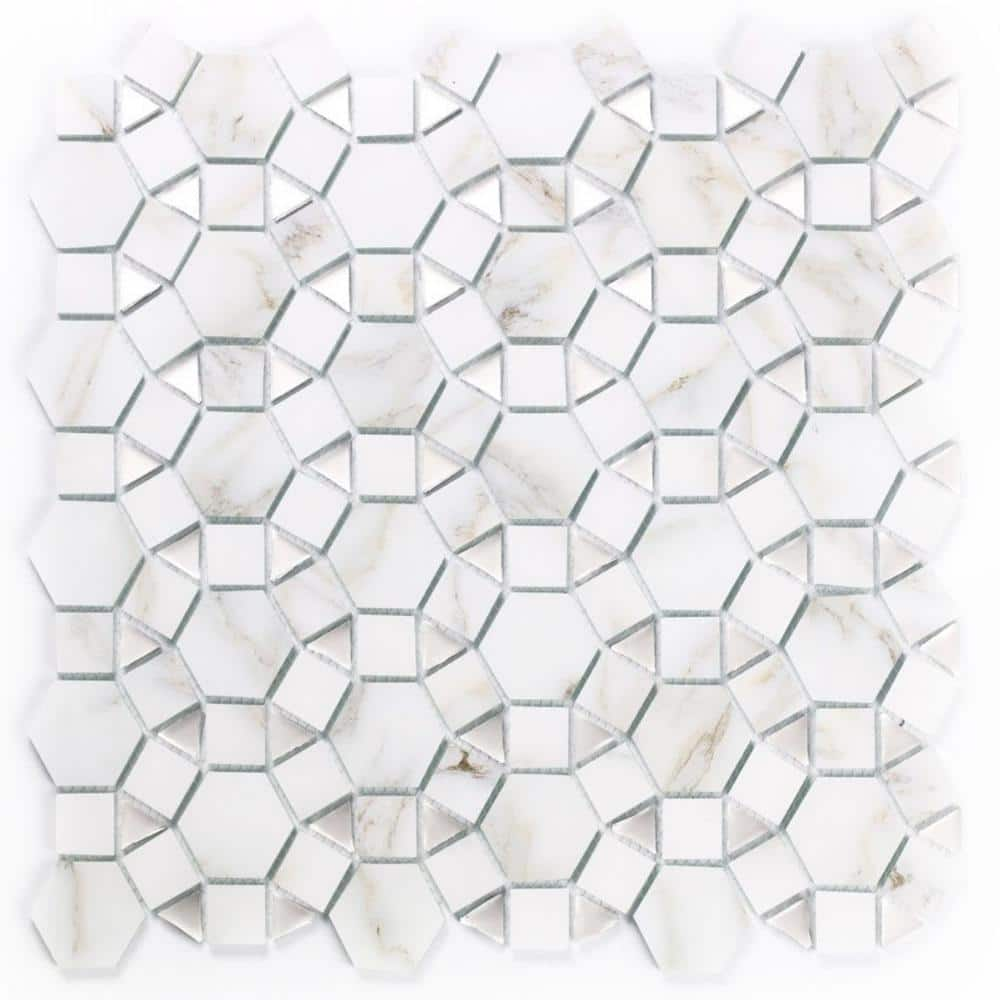 Reviews for ABOLOS Art Deco Calacatta White Cobblestone Mosaic 12 in. x ...