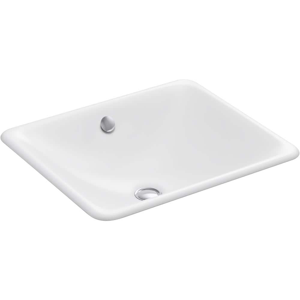 Iron Plains Traditional White Cast Iron Rectangular Undermount Bathroom Sink