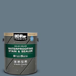 1 gal. #N490-5 Charcoal Blue Solid Color Waterproofing Exterior Wood Stain and Sealer