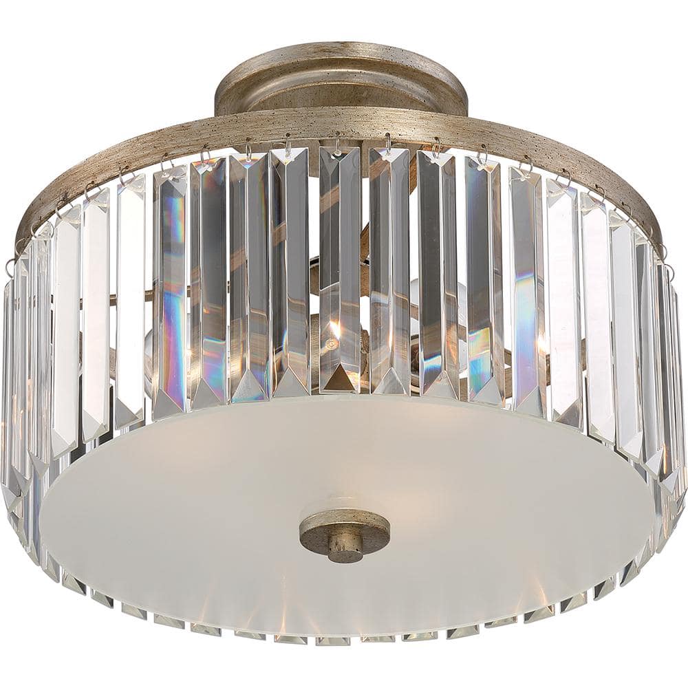 Vintage Gold Mirage Crystal Semi-Flush Mount Light