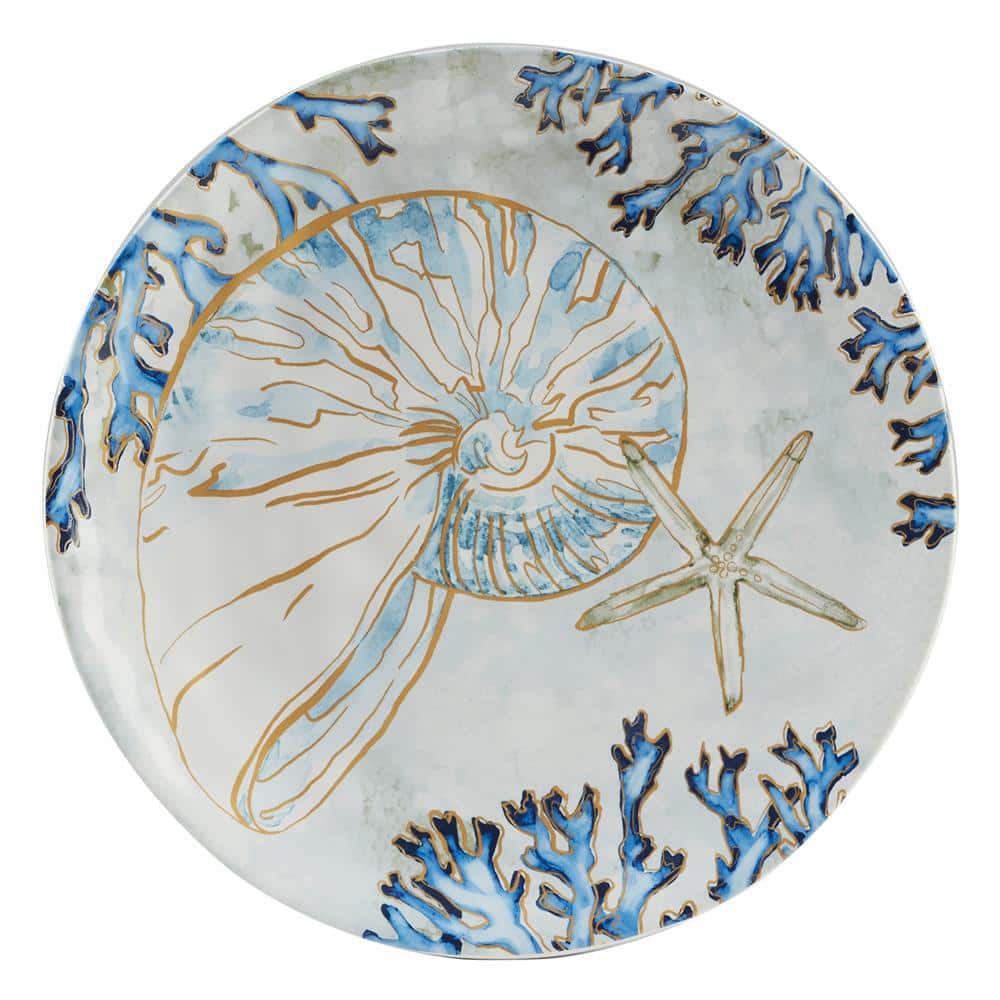 Playa Shells Multicolor Ceramic Coastal Salad Plates, Set of 4