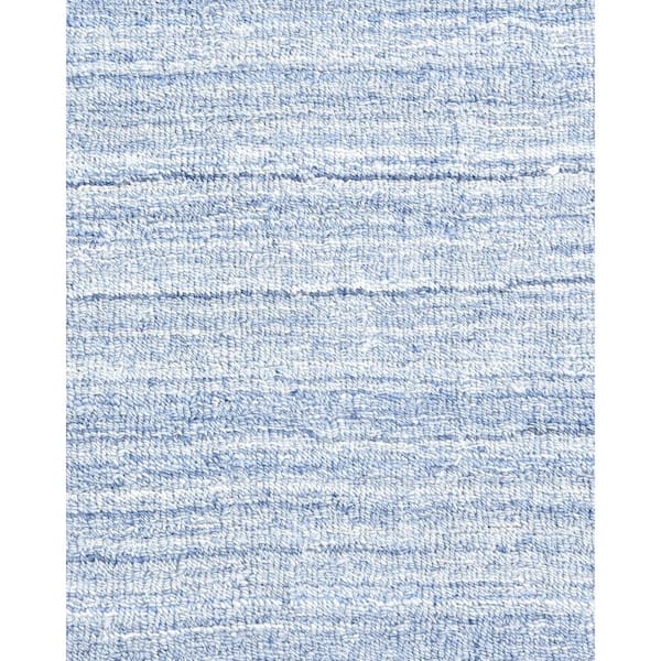 Solo Rugs Austin Indoor- Outdoor Handmade Striped Light Blue 8 ft. x 10 ft. Area Rug