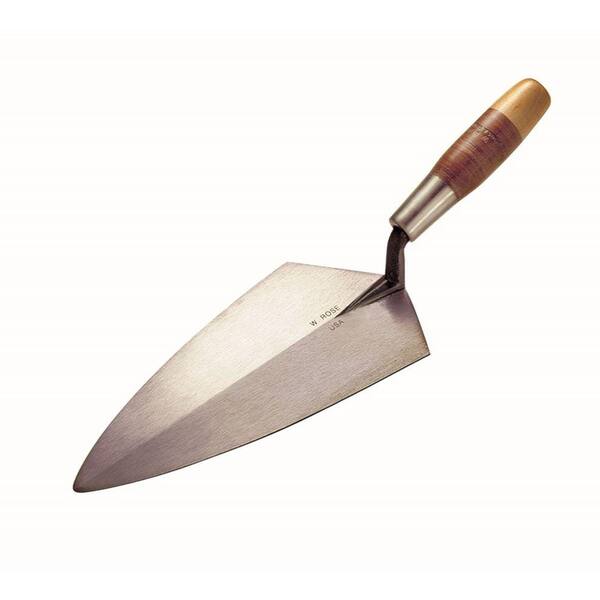 W.Rose 9 in. x 5-1/8 in. Carbon Steel Philadelphia Brick Trowel - Leather Handle