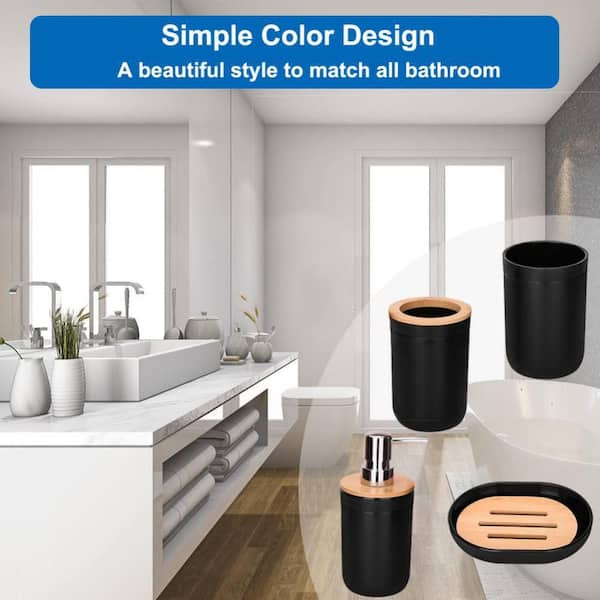 Dracelo 5-Piece Bathroom Accessory Set with Toothbrush Holder, Toothbrush  Cup, Soap Dish, Toilet Brush with Holder in Black B0B86NCGFF - The Home  Depot